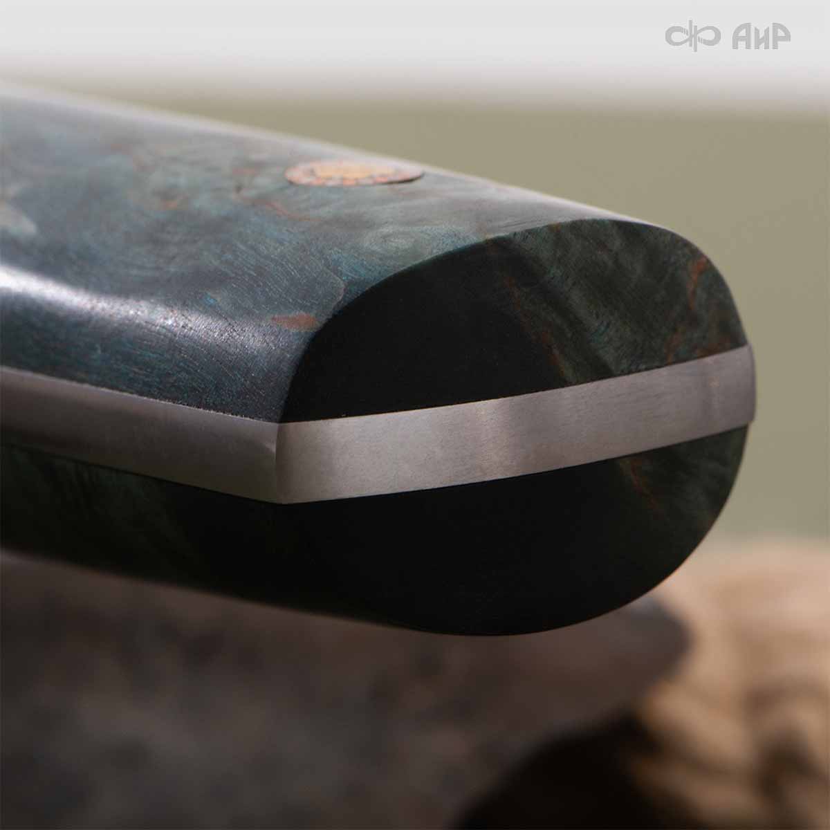 Сербский нож ЦМ (стабилизированная карельская береза зеленая, латунь, кастомная заточка) - Компания «АиР»