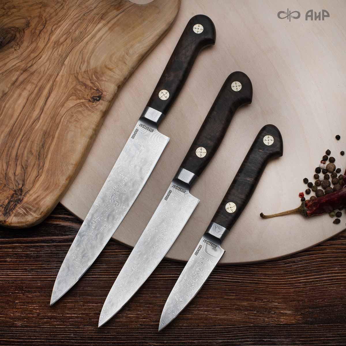 Овощной ЦМ интегральный (стабилизированный кап ореховый, мозаичные пины) дамасская сталь ZDI-1016 - Компания «АиР»