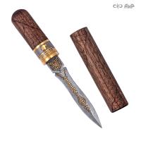  Нож Сигара COHIBA, ореховый кап, дамасская сталь ZDI-1016, Артикул: AF0000019699 
