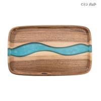 Поднос сервировочный AURA, орех, бирюза, 35 см