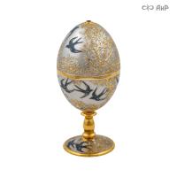  Яйцо сувенирное Ласточки с аметистовым фианитом, Артикул: 36881
