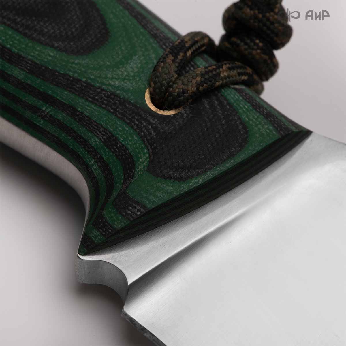 Уралмаш тесак (G10 зелено-черный, паракорд с темлячным узлом, кастомная заточка) - Компания «АиР»