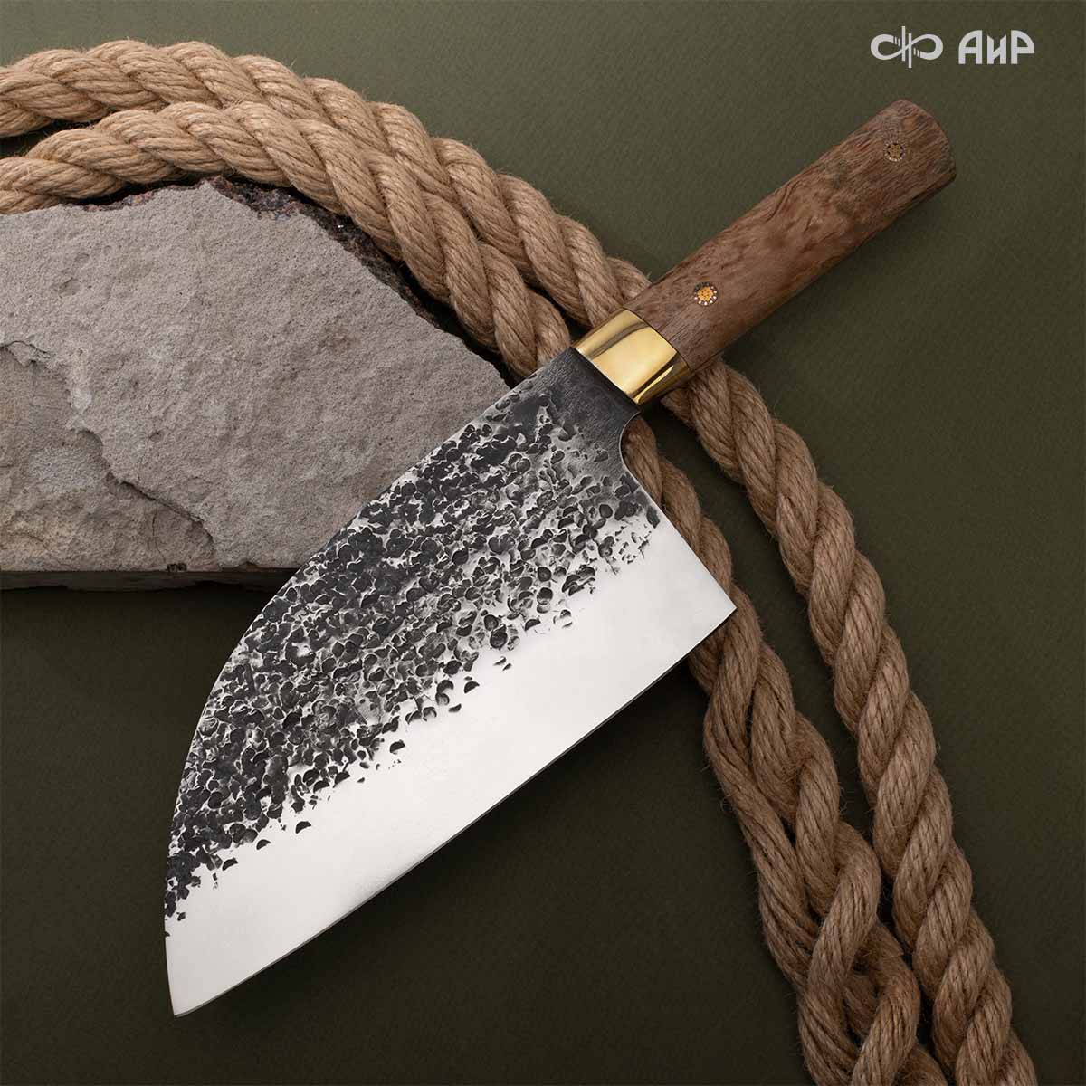 Сербский нож ЦМ (стабилизированная карельская береза натуральная, латунь, кастомная заточка) - Компания «АиР»