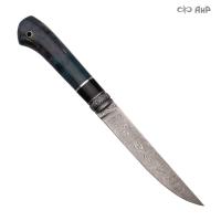 Нож Финка-5, стабилизированная карельская береза лазурная, стабилизированный граб, авторские ножны, Артикул: 38884