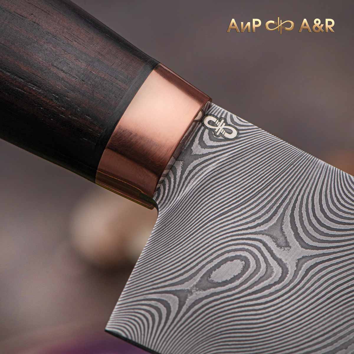 Шеф (гюйто, макасар, медь) дамасская сталь ZDI-1016, узор твист - Компания «АиР»
