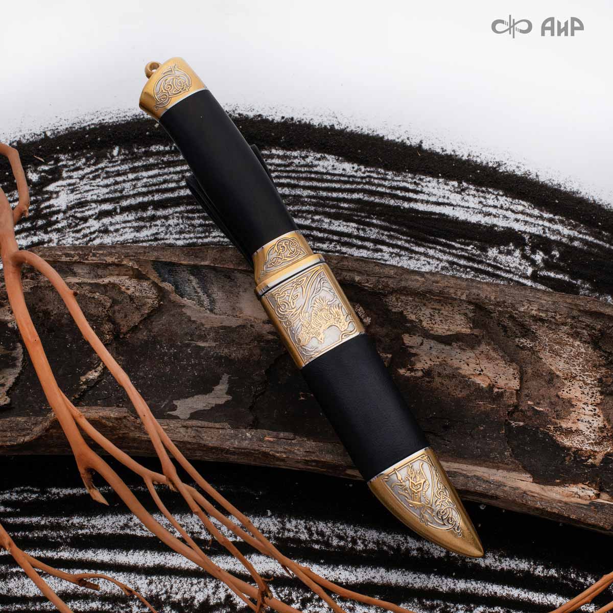 Нож Лиса с сюжетом Орел на воле, комбинированные ножны, Артикул: 37451 - Компания «АиР»