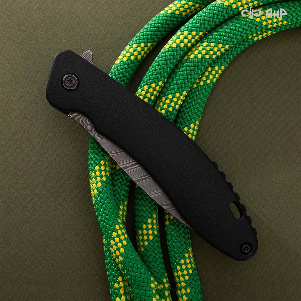 Хантер (G10 черный, кастомная заточка) дамасская сталь ZDI-1016, узор твист - Компания «АиР»