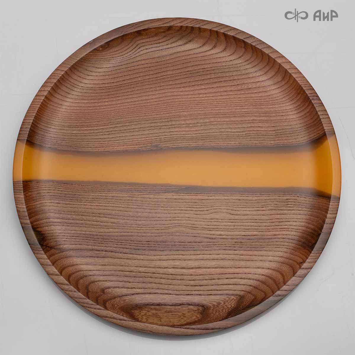 Тарелка Река, янтарь, карагач, 35 см - Компания «АиР»