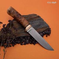 Лиса (стабилизированный кап тополя натуральный, мокуме гане, клиновая срезка) дамасская сталь ZDI-1016 - Компания «АиР»