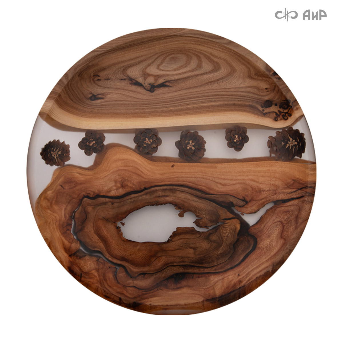 Тарелка Таганай, кап карагача, с шишками сосны, 35 см - Компания «АиР»