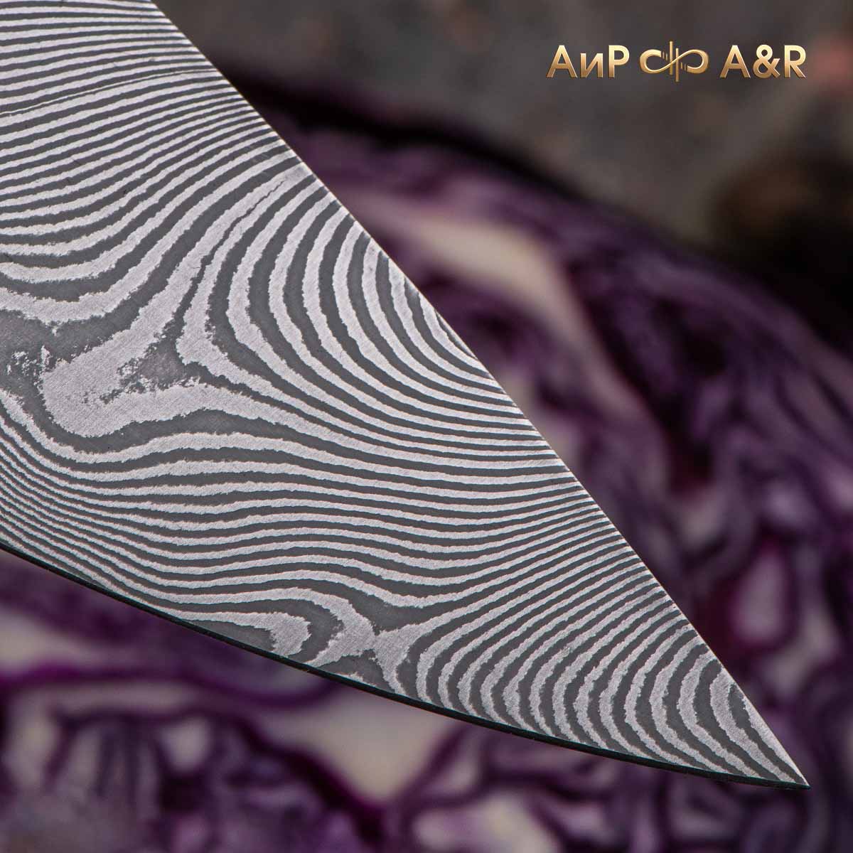 Шеф (гюйто, макасар, медь) дамасская сталь ZDI-1016, узор твист - Компания «АиР»