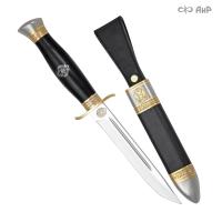 Нож Финка-2 Пограничник с золотом, 40Х10С2М, скрим, комбинированные ножны Артикул: 33899