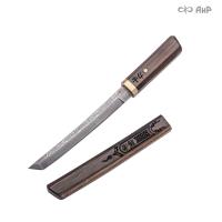Нож Айкути, дамасская сталь ZDI-1016, макасар, фути мокуме гане