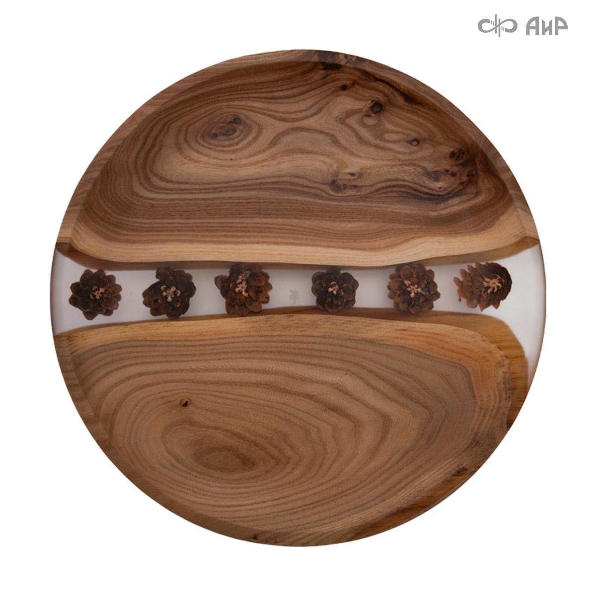 Тарелка Таганай, кап карагача, с шишками сосны, 35 см - Компания «АиР»