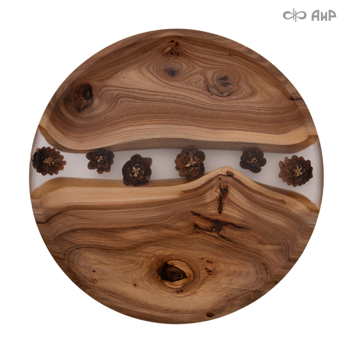 Тарелка Таганай, кап карагача, с шишками сосны, 35 см - Компания «АиР»