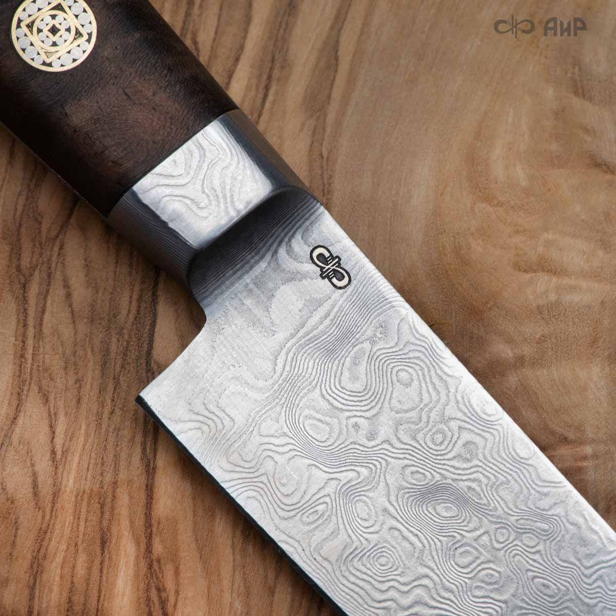 Овощной ЦМ интегральный (стабилизированный кап ореховый, мозаичные пины) дамасская сталь ZDI-1016 - Компания «АиР»