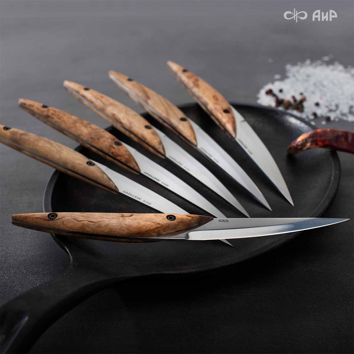 Набор стейковых ножей ЦМ (карельская береза) - Компания «АиР»