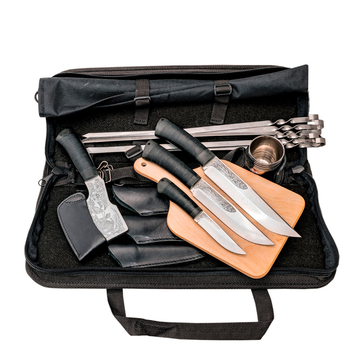 Набор Шашлычный-1 (кожа, гравировка глухари) - Компания «АиР»