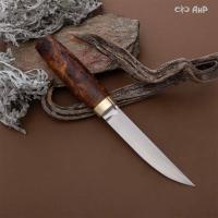 Финка Сканди Мини (стабилизированный кап тополя оранжевый, латунь)