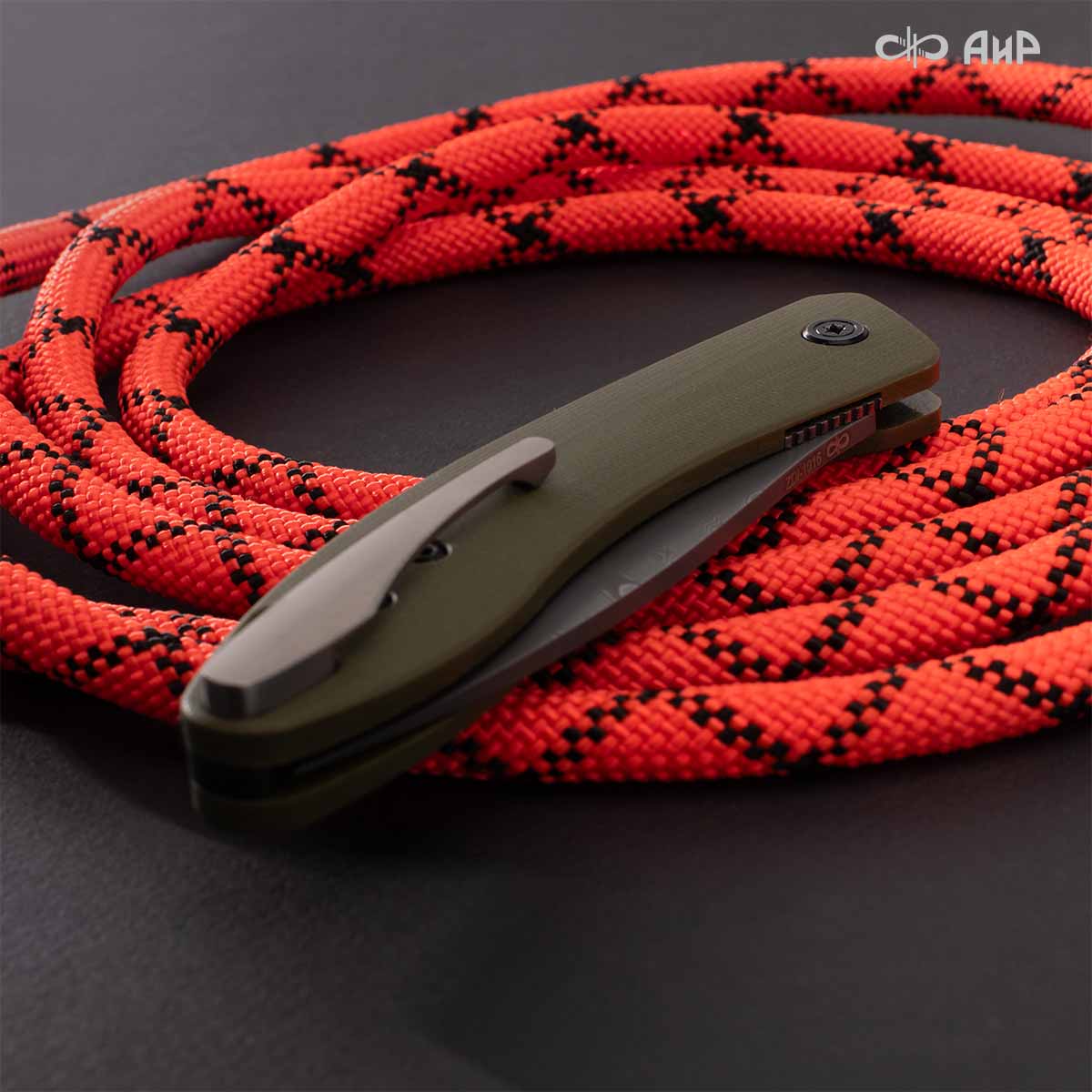 Хантер (G10 оливковый, кастомная заточка) дамасская сталь ZDI-1016, узор твист - Компания «АиР»