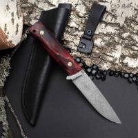 Стриж (композит растительные волокна красный, мозаичные пины) дамасская сталь ZDI-1016