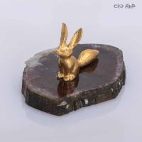  Сувенир Лис на камне, турмалин, золото, Артикул: AF0000025574