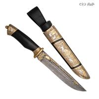  Нож Арсенальный люкс с сюжетом Дикий кабан, комбинированные ножны, Артикул: 38596