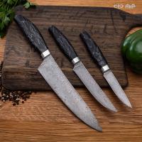 Набор Поварской-3 (композит с алюминиевой микросеткой волны, черный) дамасская сталь ZDI-1016