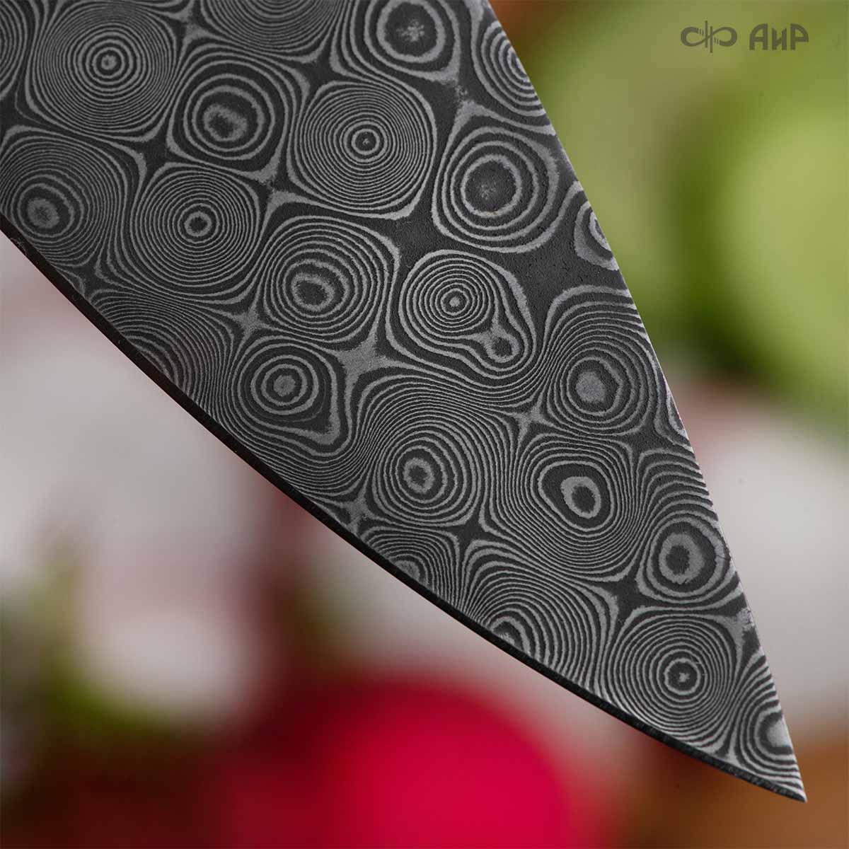 Поварской (стабилизированная карельская береза коричневая) дамасская сталь ZDI-1016, узор пирамида нью - Компания «АиР»