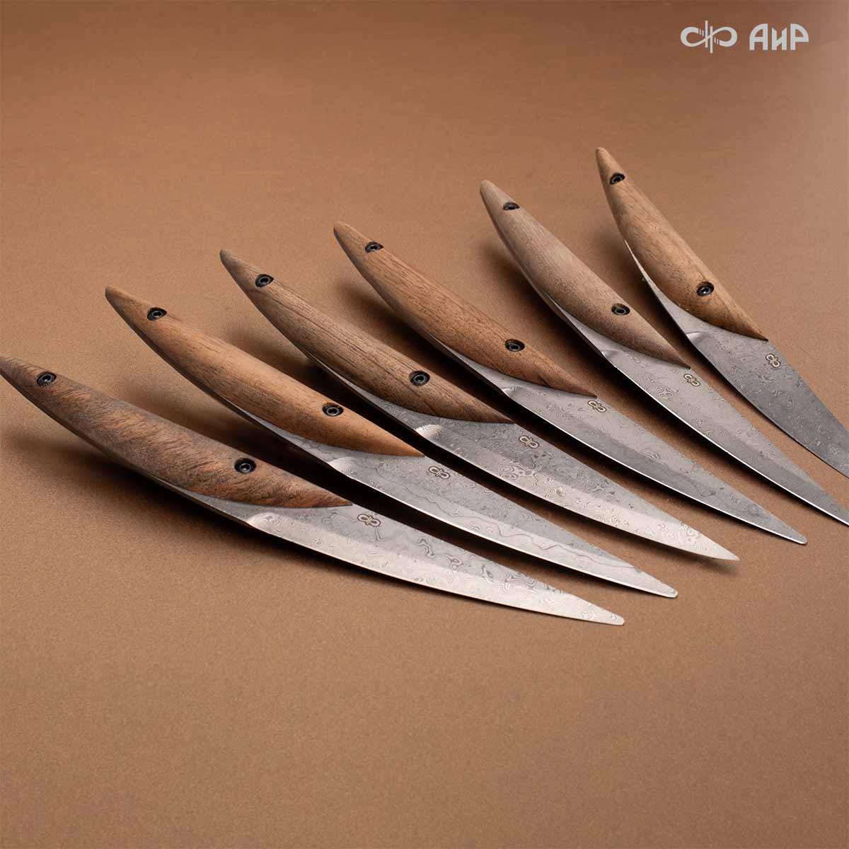 Набор стейковых ножей ЦМ (орех) дамасская сталь ZDI-1016 - Компания «АиР»