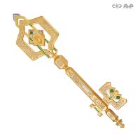 Ключ сувенирный с зелеными фианитами, Артикул: 1125