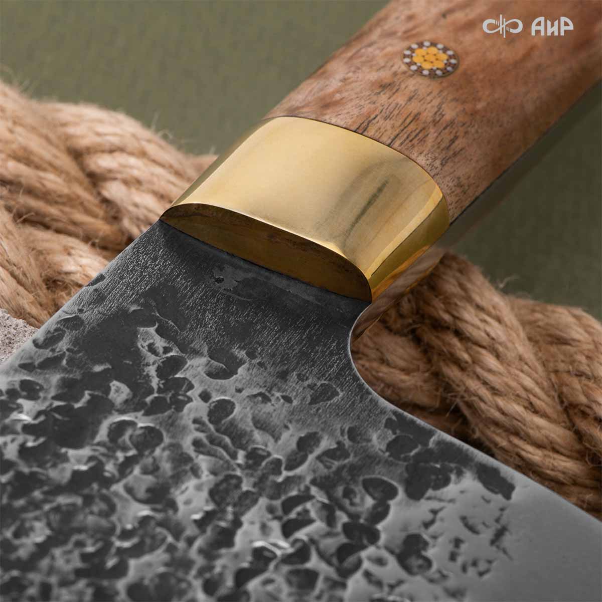 Сербский нож ЦМ (стабилизированная карельская береза натуральная, латунь, кастомная заточка) - Компания «АиР»