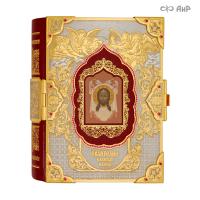 Святое Евангелие в красках Палеха, в окладе с красными корундами, Артикул: 25100