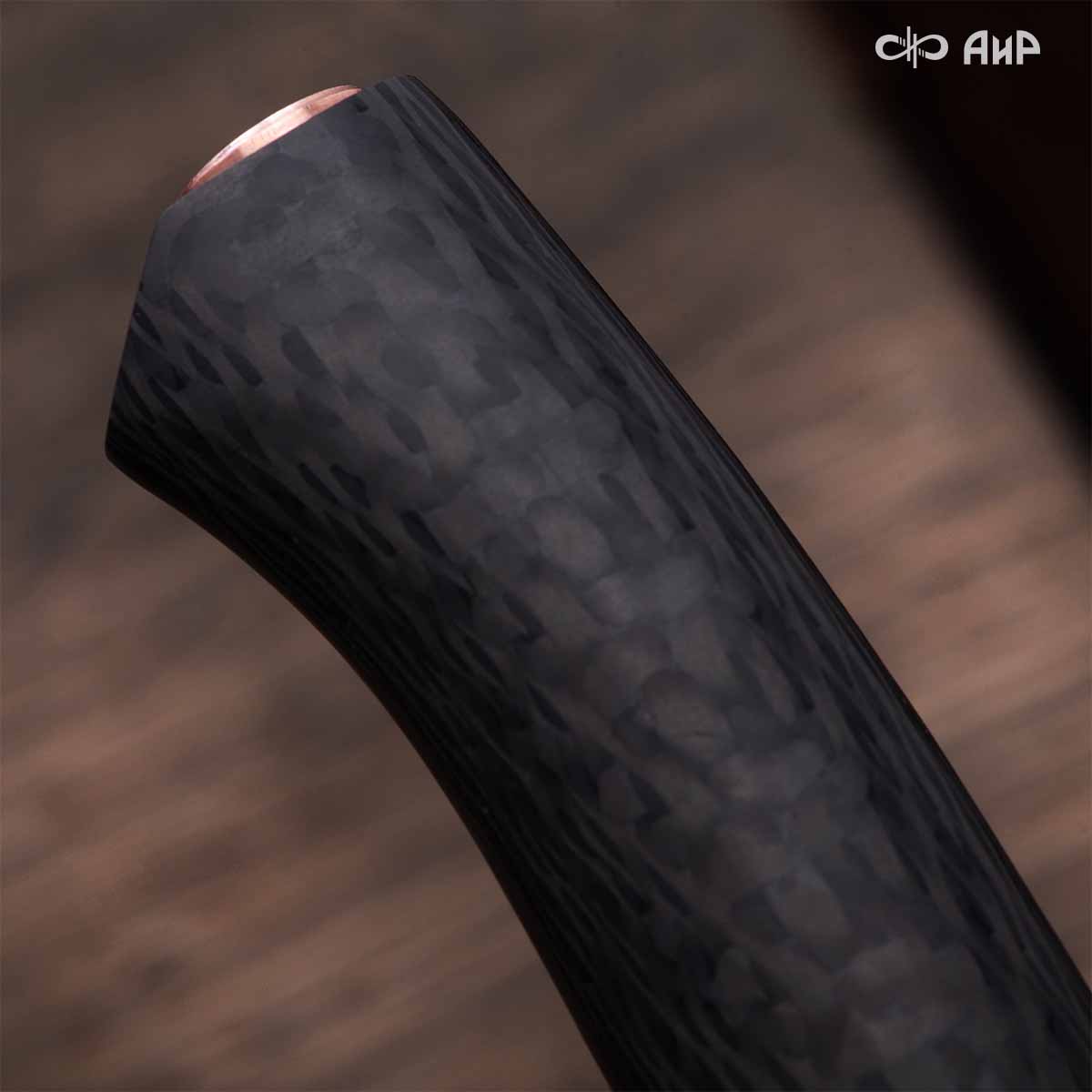 Набор Сантоку-3 (наборная рукоять: карбон черный, проставки медь, фибра, мокуме гане, ввертыш медь, авторский кейс) дамасская сталь ZDI-1016 - Компания «АиР»