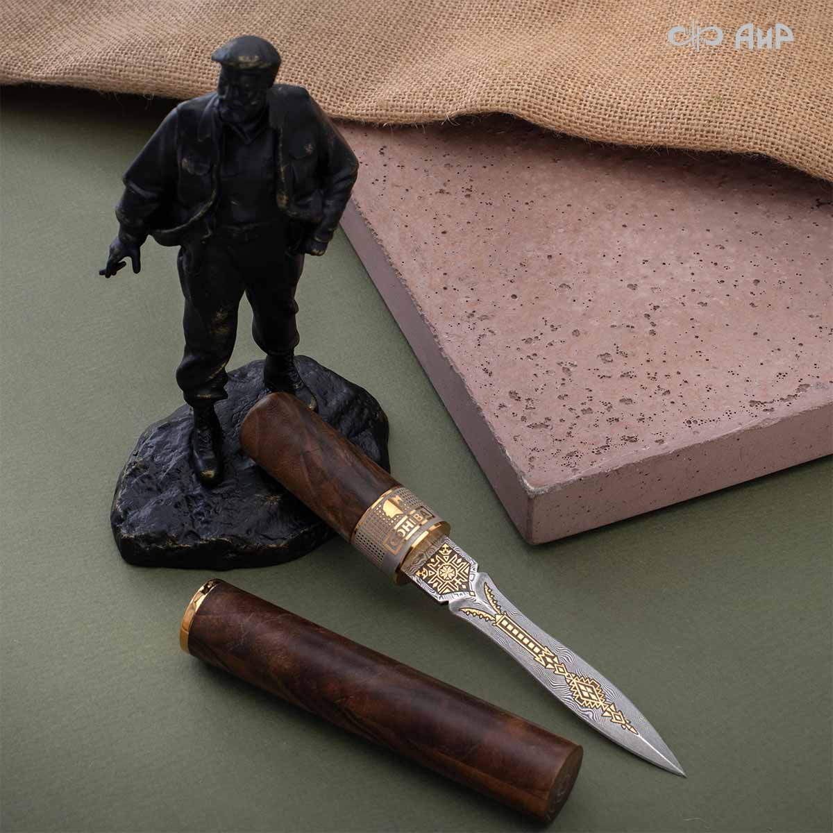 Нож Сигара COHIBA, ореховый кап, дамасская сталь ZDI-1016, Артикул: AF0000019699  - Компания «АиР»