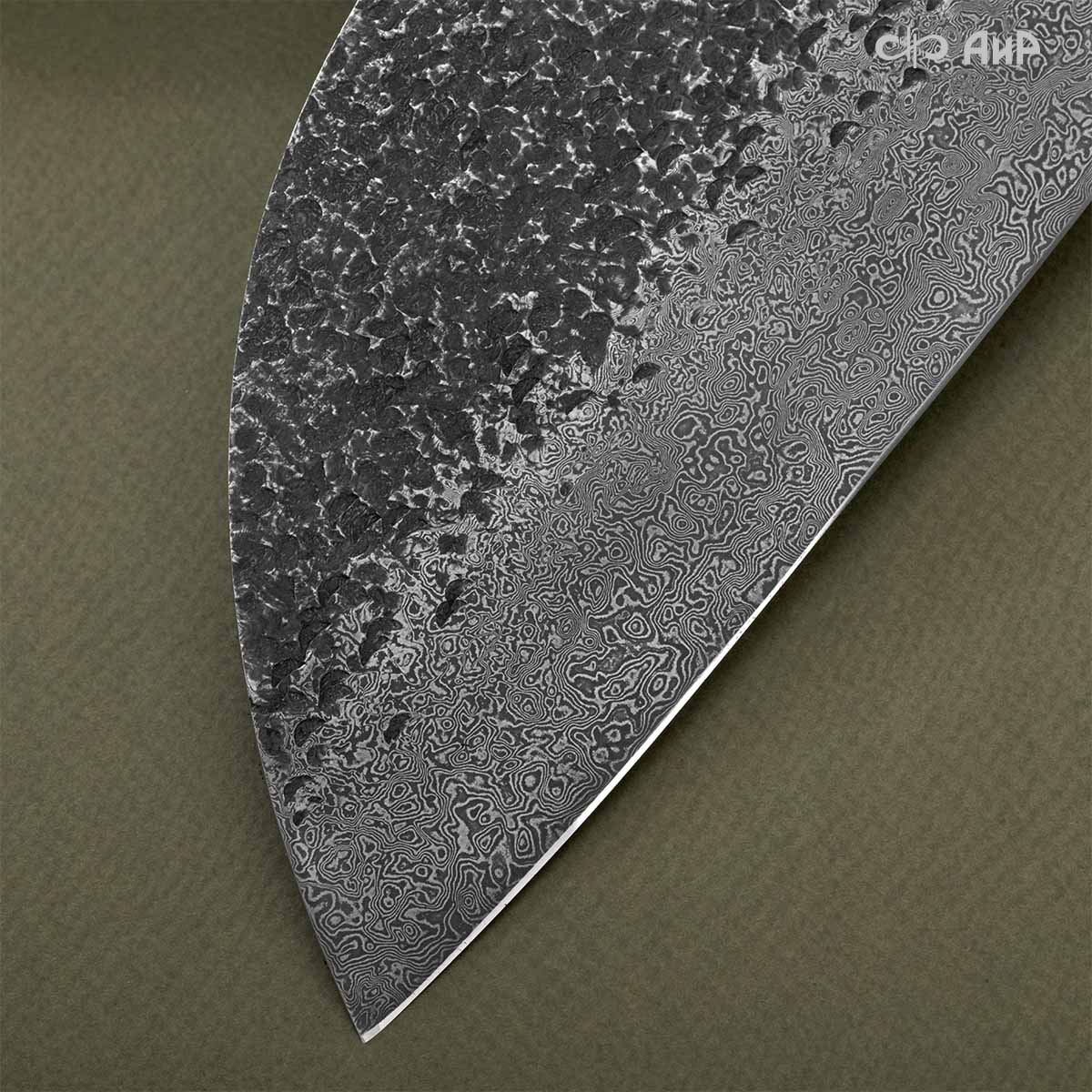 Сербский нож ЦМ (стабилизированная карельская береза коричневая, мокуме гане, кастомная заточка), дамасская сталь ZDI-1016 - Компания «АиР»