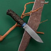 Пилигрим (композит с латунью соты черный, ЗлаТи (ZlaTi) дамасская сталь ZDI-1016 - Компания «АиР»