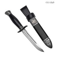 Нож Финка-2 Авиатор с серебром, дамасская сталь ZDI-1016, комбинированные ножны, Артикул: 39251 - Компания «АиР»