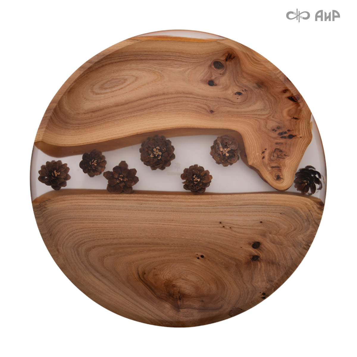 Тарелка Таганай, кап карагача, с шишками сосны, 35 см - Компания «АиР»