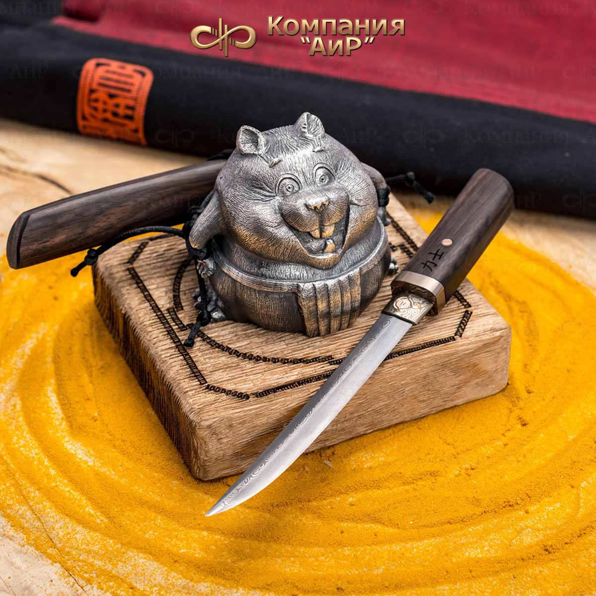  Композиция Хома Рикиси с айкути, макасар, дамасская сталь ZDI-1016 - Компания «АиР»