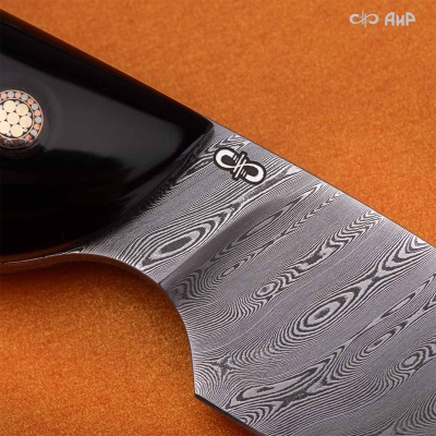 Нож Котэ, ювелирный полимер, латунь, чернение серебра, дамасская сталь ZDI-1016, твист, Артикул: AF0000022695 - Компания «АиР»