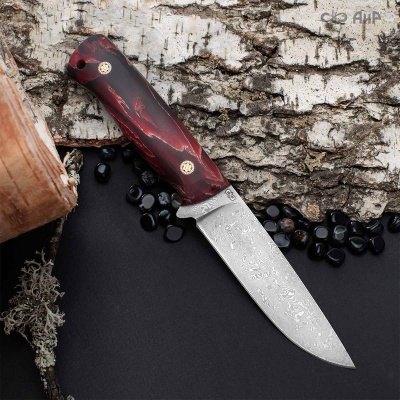 Стриж (композит растительные волокна красный, мозаичные пины) дамасская сталь ZDI-1016 - Компания «АиР»