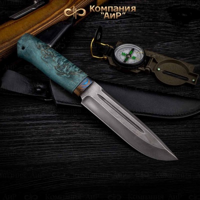 Селигер (стабилизированная карельская береза лазурная, ЗлаТи (ZlaTi) дамасская сталь ZDI-1016 - Компания «АиР»