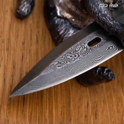 Композиция Пират Воробей с сигарой (ореховый кап, золото, серебро), дамасская сталь ZDI-1016 - Компания «АиР»