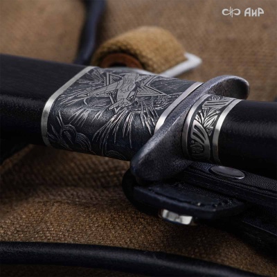 Нож Финка-2 Авиатор с серебром, дамасская сталь ZDI-1016, комбинированные ножны, Артикул: 39251 - Компания «АиР»