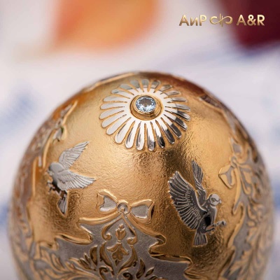  Яйцо сувенирное Пасхальное с фианитом аква, Артикул: 36878 - Компания «АиР»