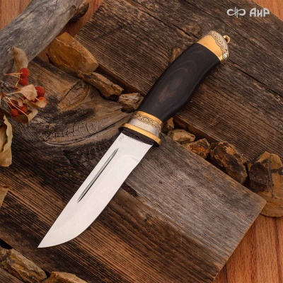 Нож Бекас с сюжетом Охота в лесу, комбинированные ножны, Артикул: 37533 - Компания «АиР»