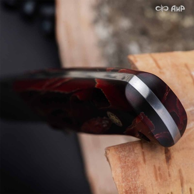 Стриж (композит растительные волокна красный, мозаичные пины) дамасская сталь ZDI-1016 - Компания «АиР»