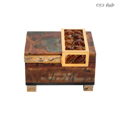 Шкатулка Энергия солнца из яшмы Пикассо и янтаря, Артикул: 38712 - Компания «АиР»