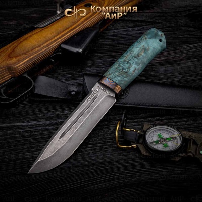Селигер (стабилизированная карельская береза лазурная, ЗлаТи (ZlaTi) дамасская сталь ZDI-1016 - Компания «АиР»